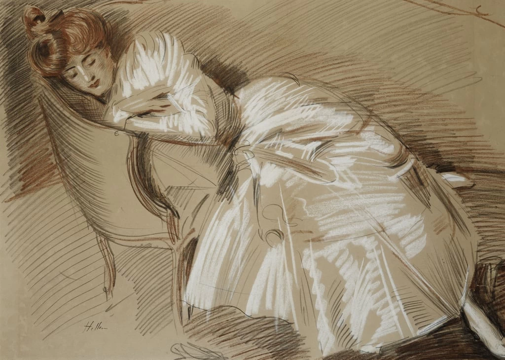 Madame Helleu sdraiata su una chaise longue